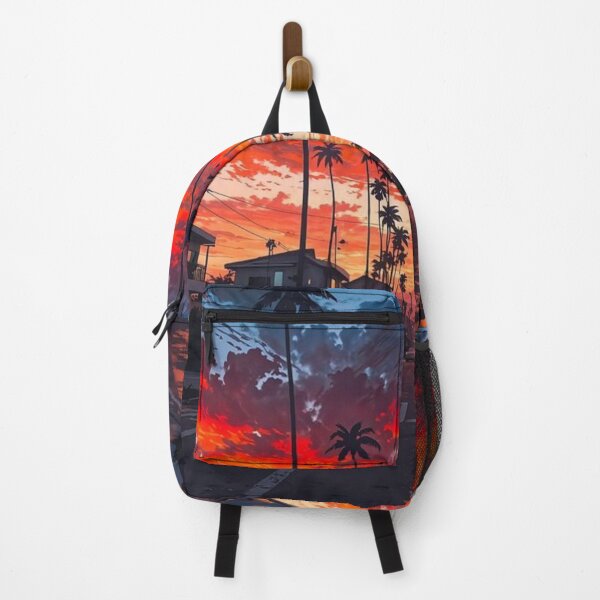 Item preview, Fiery Tropical Sunset Palm Trees | Retro Summer Aesthetic | Synthwave Beach Vibes Design designed and sold by TrCraftySticks.