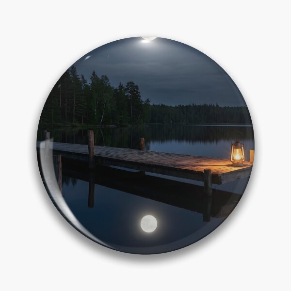 Item preview, Peaceful Moonlit Lake Wooden Dock Glowing Lantern designed and sold by novadawy.