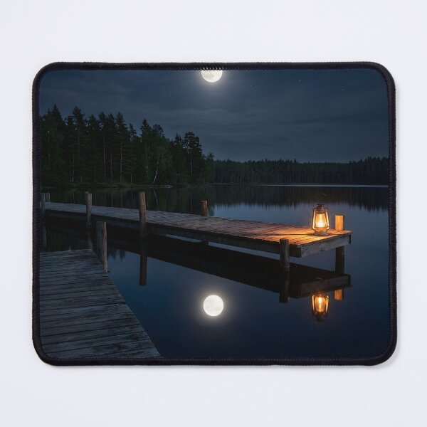 Item preview, Peaceful Moonlit Lake Wooden Dock Glowing Lantern designed and sold by novadawy.