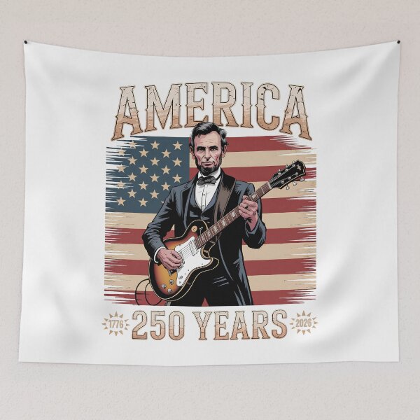 Item preview, Abraham Lincoln Guitar Playing Vintage 4th July Anniversary 250th designed and sold by SEBANOX.