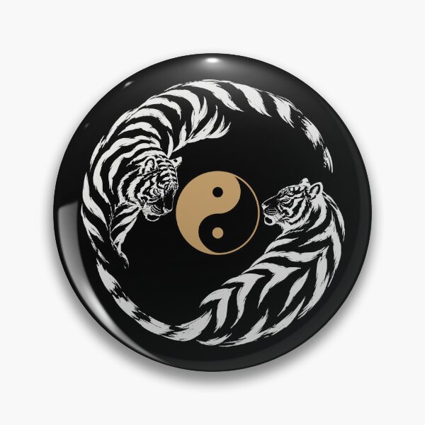 Item preview, Japanese Tiger Yin Yang Wall Art | Black Tiger Design with Golden Sun | Modern Asian Style Print designed and sold by MonNoir.