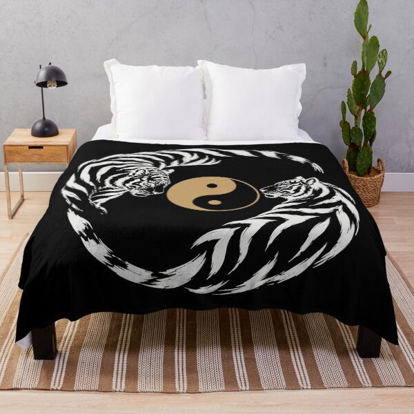 Item preview, Japanese Tiger Yin Yang Wall Art | Black Tiger Design with Golden Sun | Modern Asian Style Print designed and sold by MonNoir.