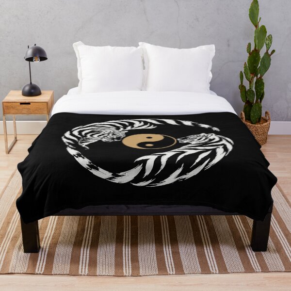 Item preview, Japanese Tiger Yin Yang Wall Art | Black Tiger Design with Golden Sun | Modern Asian Style Print designed and sold by MonNoir.