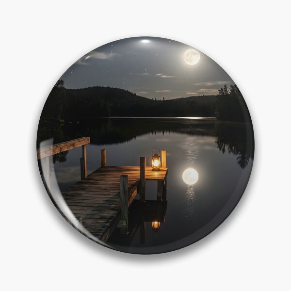 Item preview, Tranquil Midnight Lake Wooden Dock Glowing Lantern designed and sold by novadawy.