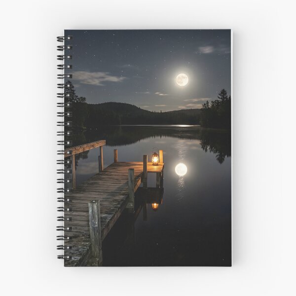 Item preview, Tranquil Midnight Lake Wooden Dock Glowing Lantern designed and sold by novadawy.