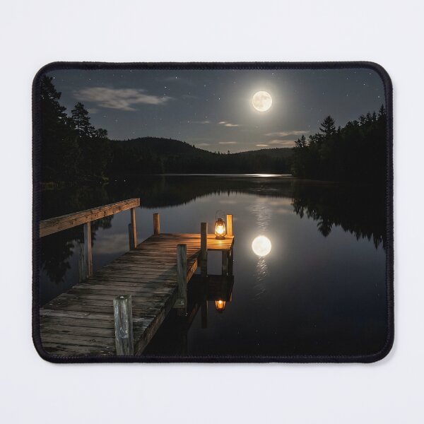 Item preview, Tranquil Midnight Lake Wooden Dock Glowing Lantern designed and sold by novadawy.