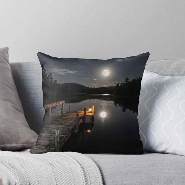 Item preview, Tranquil Midnight Lake Wooden Dock Glowing Lantern designed and sold by novadawy.