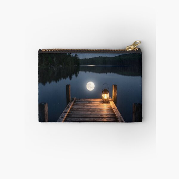 Item preview, Serene Moonlit Lake Wooden Dock Glowing Lantern Art designed and sold by novadawy.