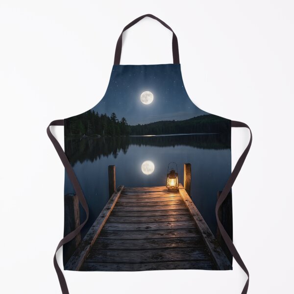Item preview, Serene Moonlit Lake Wooden Dock Glowing Lantern Art designed and sold by novadawy.