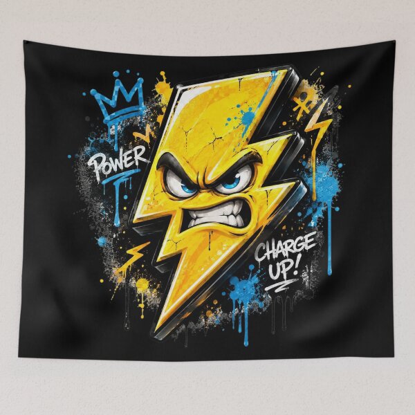 Item preview, Angry Graffiti Lightning Bolt | 3D Street Art Electric Character Sticker designed and sold by Timeless Junction.