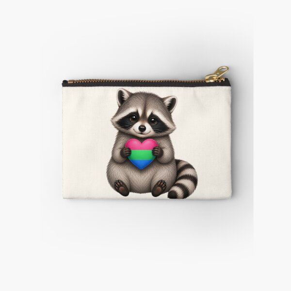 Item preview, Cute Raccoon Holding Polysexual Pride Heart designed and sold by SweetLilith.