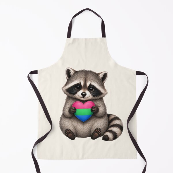 Item preview, Cute Raccoon Holding Polysexual Pride Heart designed and sold by SweetLilith.