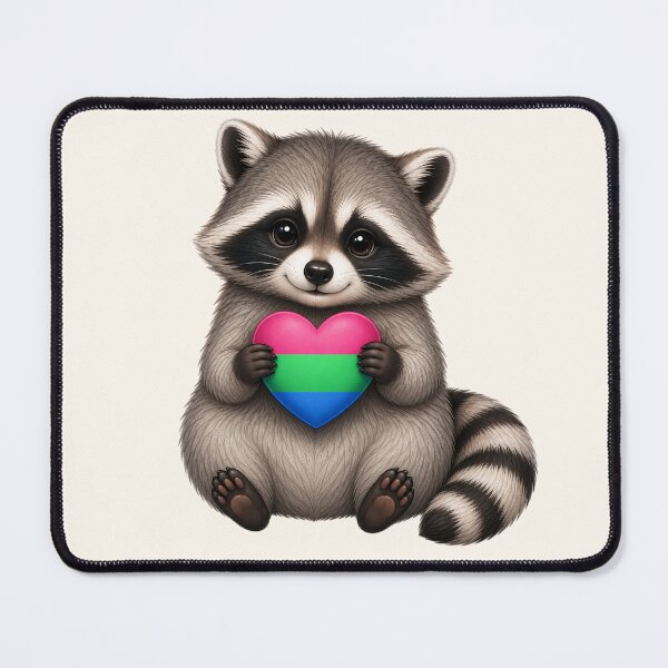 Item preview, Cute Raccoon Holding Polysexual Pride Heart designed and sold by SweetLilith.