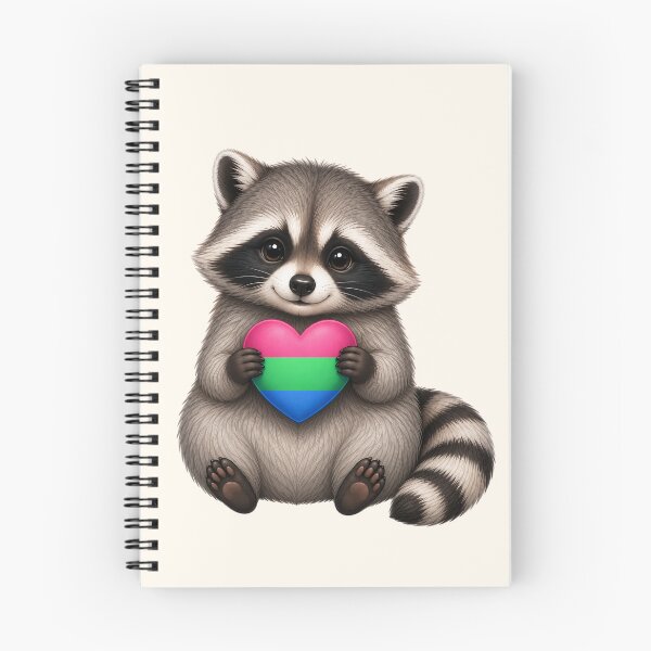 Item preview, Cute Raccoon Holding Polysexual Pride Heart designed and sold by SweetLilith.