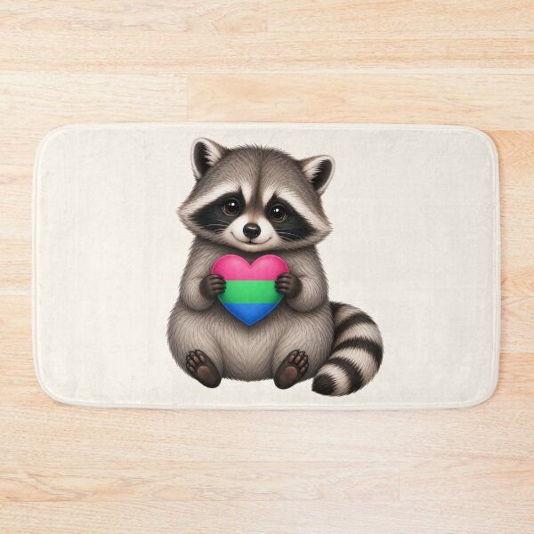 Item preview, Cute Raccoon Holding Polysexual Pride Heart designed and sold by SweetLilith.