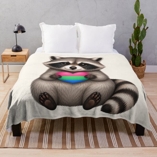 Item preview, Cute Raccoon Holding Polysexual Pride Heart designed and sold by SweetLilith.