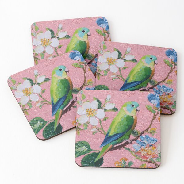 Item preview, Green love bird and cherry blosdom designed and sold by SophieClimaArt.