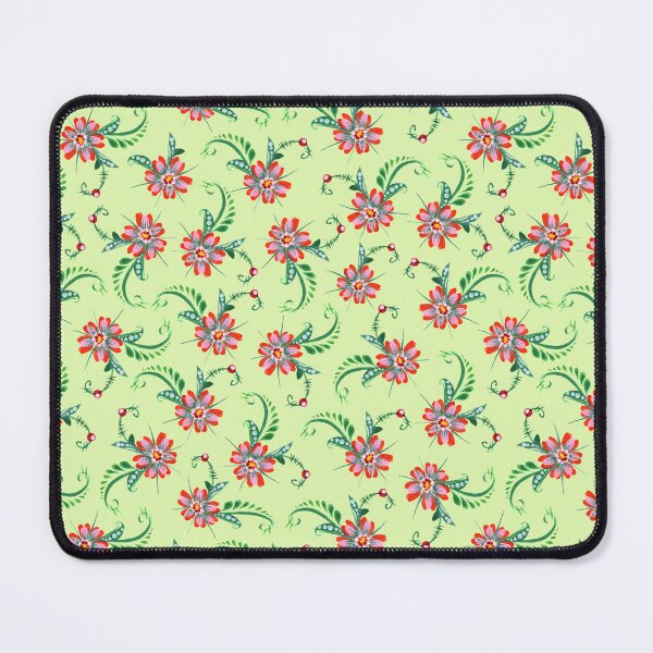 Item preview, red flowers and green leaves, floral pattern, Petrykivka style designed and sold by Sunflower-7.