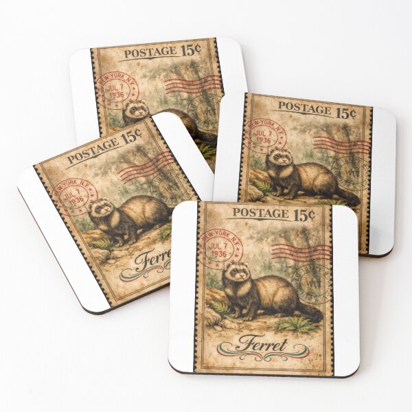 Item preview, Wall Art - Postcard - Ferret Postage: Vintage Collectible Charm designed and sold by ForeverPrintsOK.