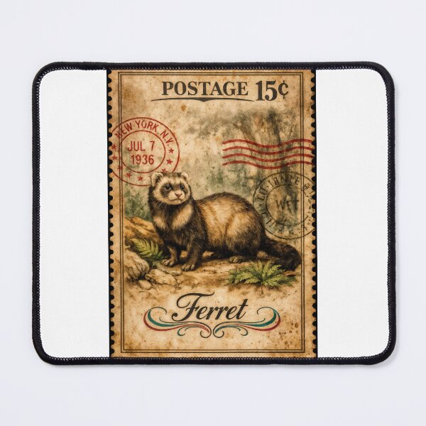 Item preview, Wall Art - Postcard - Ferret Postage: Vintage Collectible Charm designed and sold by ForeverPrintsOK.