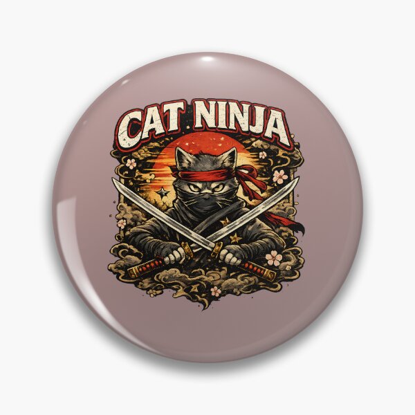 Item preview, Cat Ninja Vintage Japanese Art Katana Swords designed and sold by Sitred123.