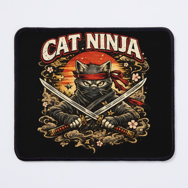 Item preview, Cat Ninja Vintage Japanese Art Katana Swords designed and sold by Sitred123.
