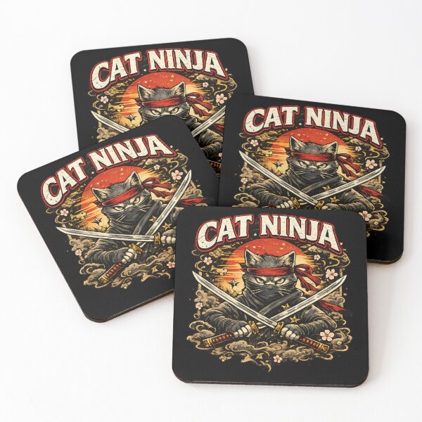 Item preview, Cat Ninja Vintage Japanese Art Katana Swords designed and sold by Sitred123.
