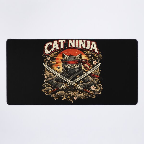 Item preview, Cat Ninja Vintage Japanese Art Katana Swords designed and sold by Sitred123.