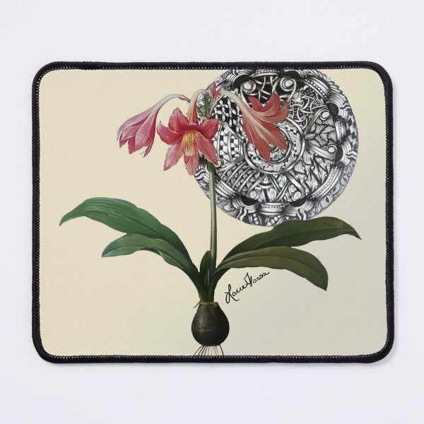 Item preview, Red Amaryllis Lily with Intricate Zentangle Mandala designed and sold by LorieFossaArt.