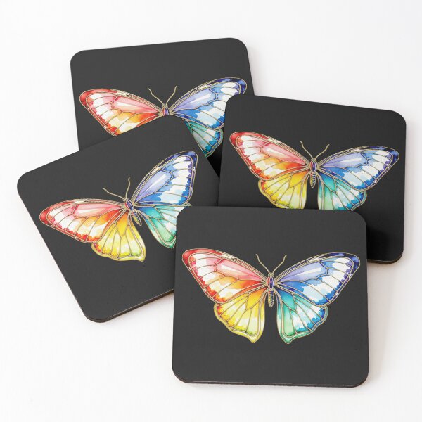 Item preview, Watercolor Rainbow Butterfly Gold Line Art Floral Insect designed and sold by SolutionsArt.
