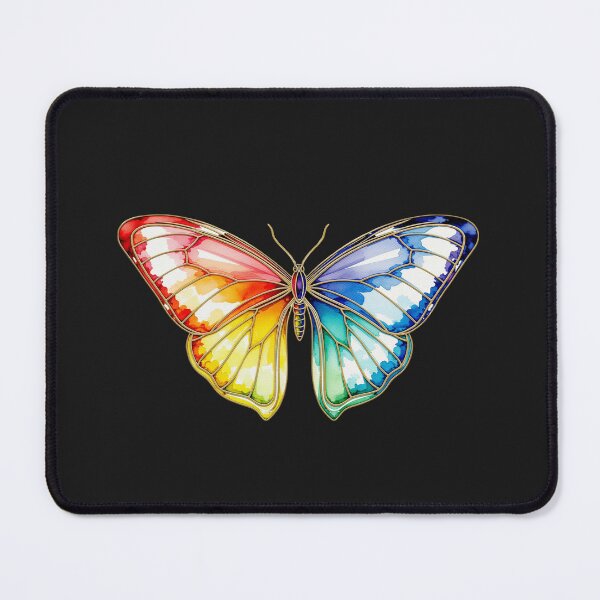 Item preview, Watercolor Rainbow Butterfly Gold Line Art Floral Insect designed and sold by SolutionsArt.