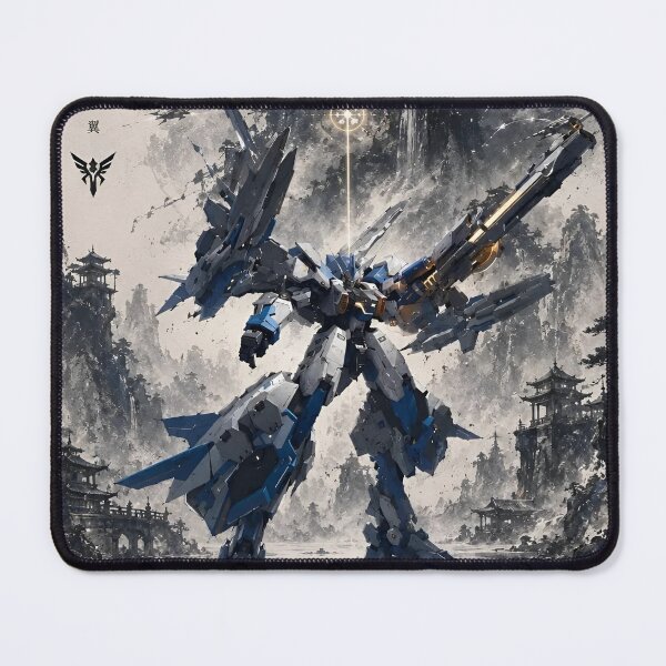 Item preview, AQUILA: Celestial Guardian Mecha | Eastern Ink Wash Gundam-Style Robot Warrior | Sci-Fi Anime Art Print designed and sold by Dyan4.