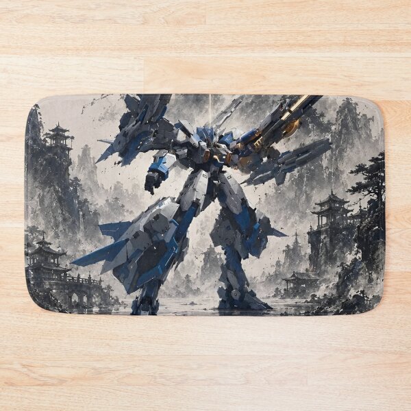 Item preview, AQUILA: Celestial Guardian Mecha | Eastern Ink Wash Gundam-Style Robot Warrior | Sci-Fi Anime Art Print designed and sold by Dyan4.