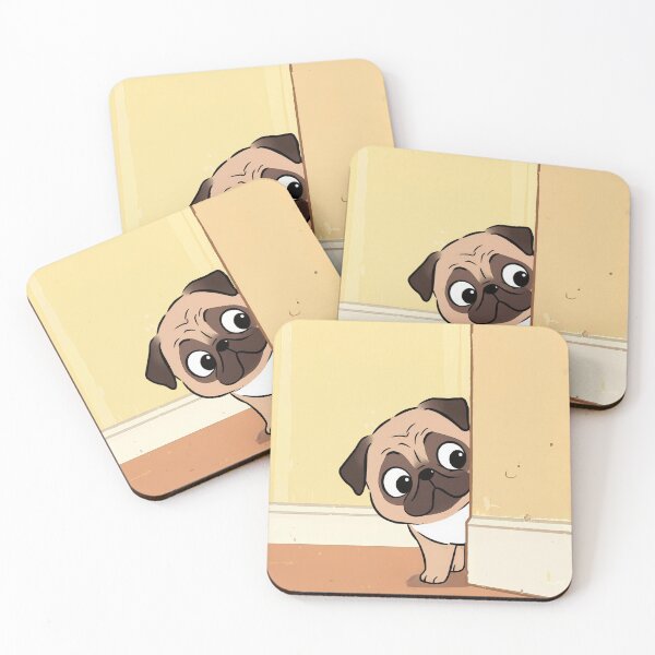 Item preview, Funny Pug Peeking Cartoon - Cute Curious Dog Illustration designed and sold by Darlin8888.