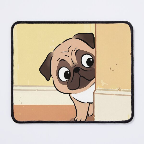 Item preview, Funny Pug Peeking Cartoon - Cute Curious Dog Illustration designed and sold by Darlin8888.