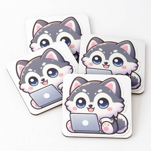 Item preview, Funny Husky Working Sticker-Cute Dog Laptop Study Work Meme designed and sold by carestazafeli.
