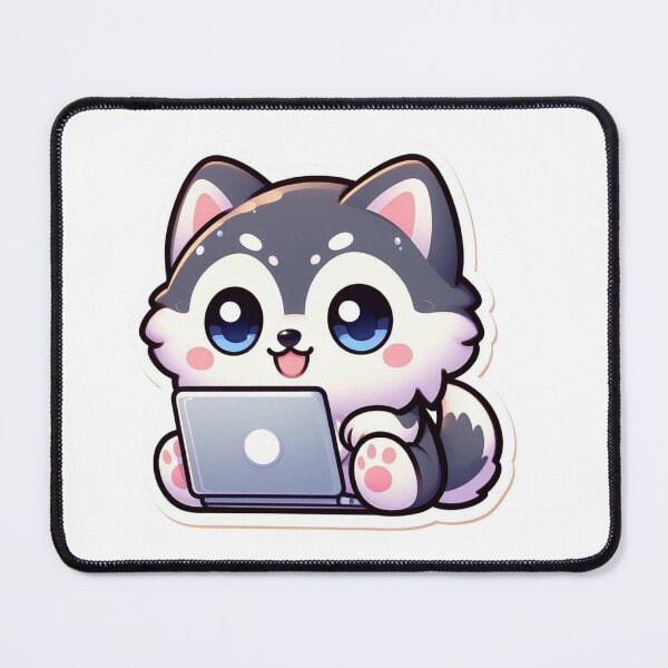 Item preview, Funny Husky Working Sticker-Cute Dog Laptop Study Work Meme designed and sold by carestazafeli.