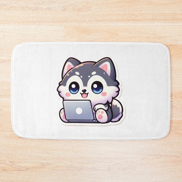 Item preview, Funny Husky Working Sticker-Cute Dog Laptop Study Work Meme designed and sold by carestazafeli.