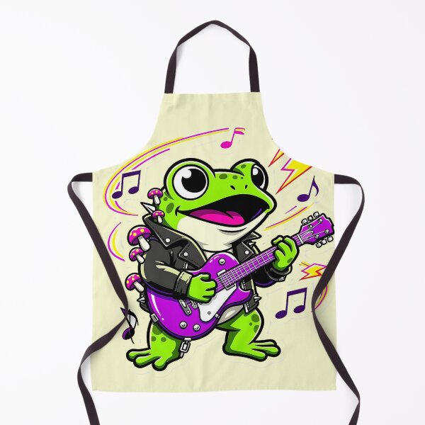 Item preview, Rock Star Frog Playing Electric Guitar | Punk Frog with Lightning and Music Notes | Kawaii Rocker Frog Art | Funny Frog Band Print designed and sold by NeonKawaiiCo.