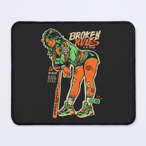 Item preview, Broken Rules Club – Rebel Girl Baseball Bat Street Art Print | Punk Streetwear Graphic Tee designed and sold by Cataverse.