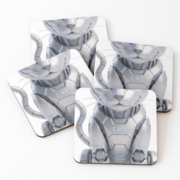 Item preview, Cute Minimalist Cybernetic Robot Cat Illustration designed and sold by Studio-Giroflee.