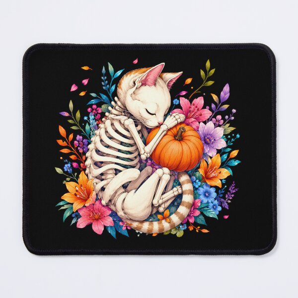 Item preview, Skeleton Cat & Pumpkin Halloween | Cute Gothic Cat. designed and sold by HorrorInkStudio.