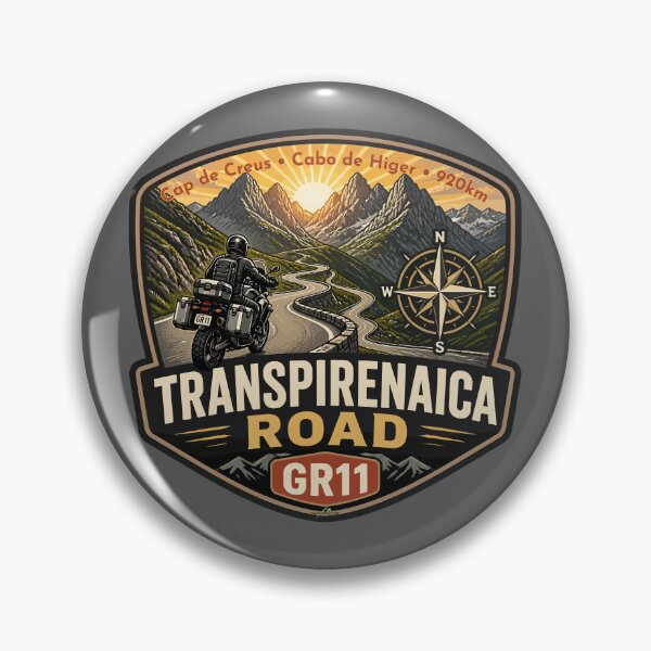 Item preview, Transpirenaica GR11 Trans-Pyrenees Motorcycle Road Sticker TShirt 02 designed and sold by OuterShellUK.