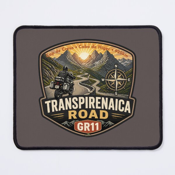 Item preview, Transpirenaica GR11 Trans-Pyrenees Motorcycle Road Sticker TShirt 02 designed and sold by OuterShellUK.
