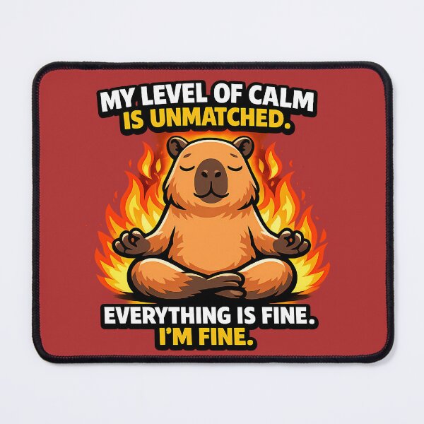 Item preview, Everything Is Fine Im Fine Funny Capybara Meditation Fire Humor designed and sold by DryHumorPrints.