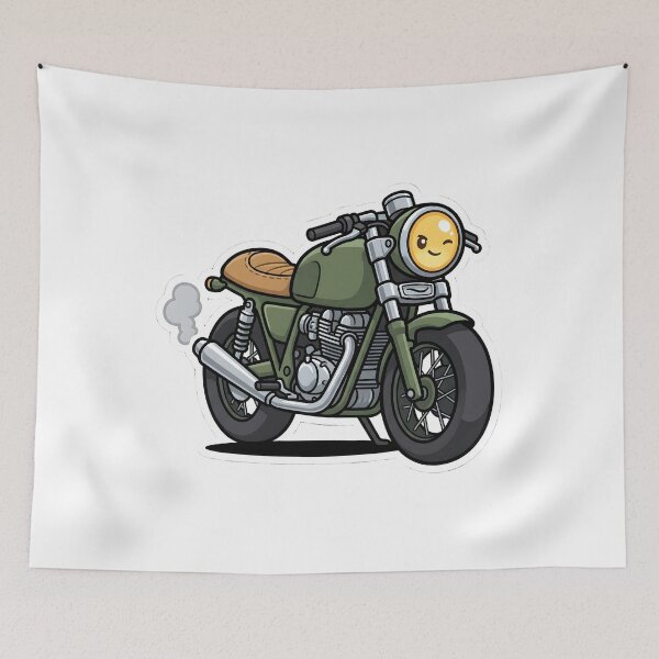 Item preview, Cute Vintage Motorcycle Cafe Racer Kawaii Retro Bike designed and sold by how-is-design.
