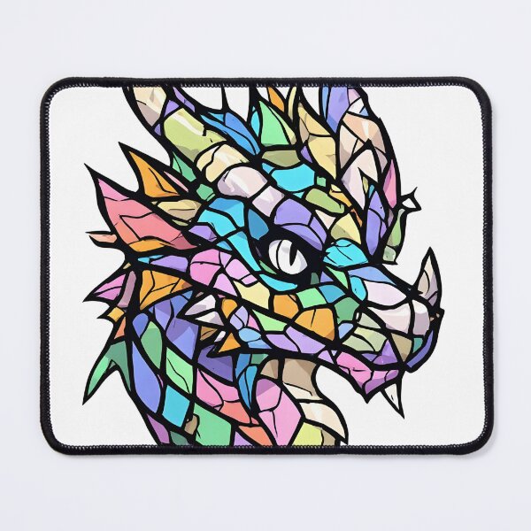 Item preview, Pastel Stained Glass Dragon Head Fantasy Illustration designed and sold by Karolina’s Cozy Creations.