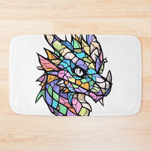 Item preview, Pastel Stained Glass Dragon Head Fantasy Illustration designed and sold by Karolina’s Cozy Creations.