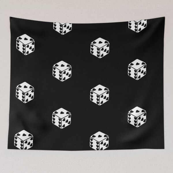 Item preview, Dice Hearts Pixel Art Black and White Love Luck Minimalist designed and sold by AstronautMerch.