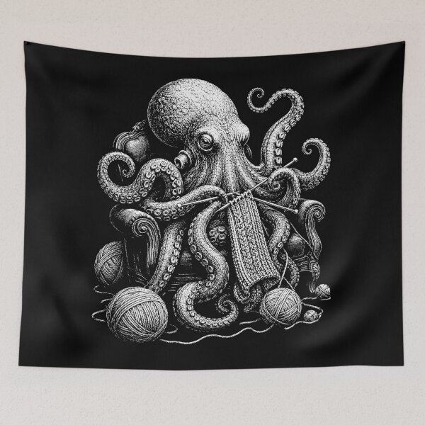 Item preview, Funny Knitting Octopus Yarn Crafter designed and sold by will freed18.